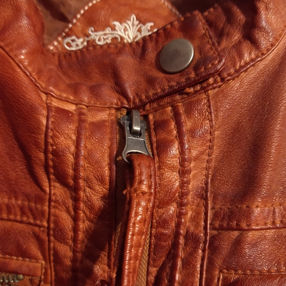 Sebby Collection Faux Leather Medium Brown Jacket - Picture 10 of 14